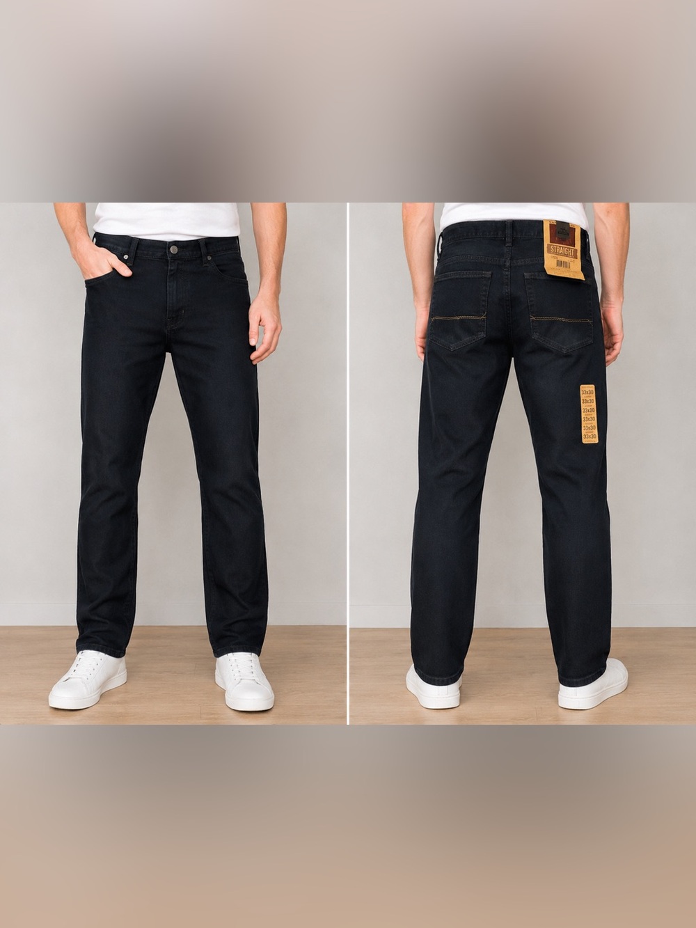 Perry Ellis Men’s Straight Fit Jeans 33x30 Black Indigo Dark Wash Stretch Denim